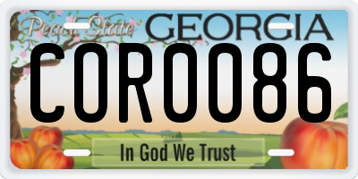 GA license plate COR0086