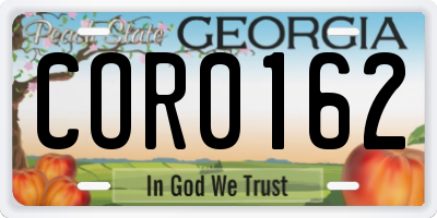 GA license plate COR0162