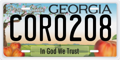 GA license plate COR0208