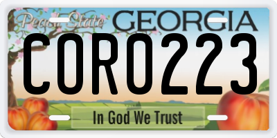 GA license plate COR0223