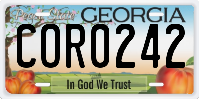 GA license plate COR0242