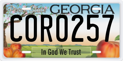 GA license plate COR0257