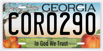 GA license plate COR0290