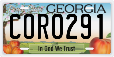 GA license plate COR0291
