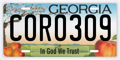 GA license plate COR0309