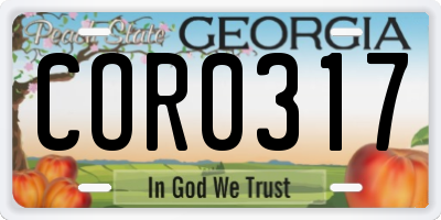 GA license plate COR0317