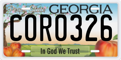 GA license plate COR0326