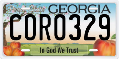 GA license plate COR0329