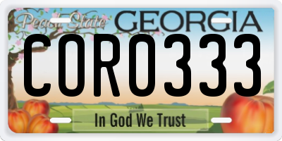 GA license plate COR0333