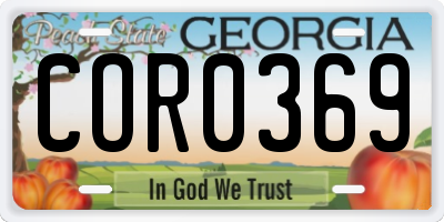 GA license plate COR0369