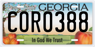 GA license plate COR0388