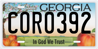 GA license plate COR0392