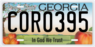 GA license plate COR0395