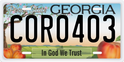GA license plate COR0403