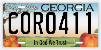 GA license plate COR0411