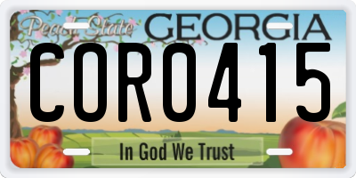 GA license plate COR0415