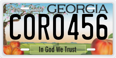 GA license plate COR0456