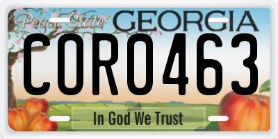 GA license plate COR0463