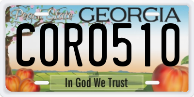 GA license plate COR0510