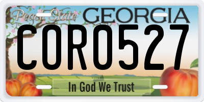 GA license plate COR0527