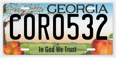GA license plate COR0532