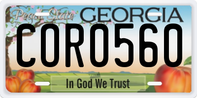 GA license plate COR0560