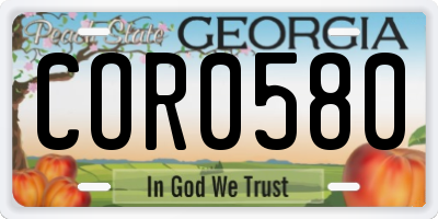 GA license plate COR0580