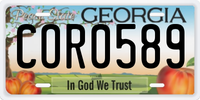 GA license plate COR0589