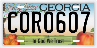 GA license plate COR0607
