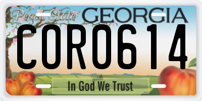 GA license plate COR0614