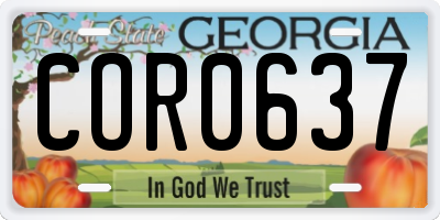 GA license plate COR0637