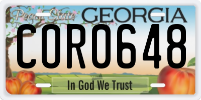 GA license plate COR0648