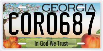 GA license plate COR0687