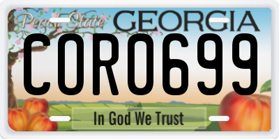 GA license plate COR0699