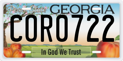 GA license plate COR0722