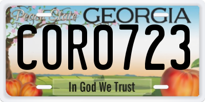 GA license plate COR0723