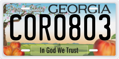 GA license plate COR0803