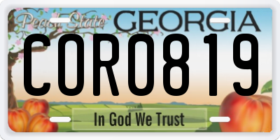 GA license plate COR0819