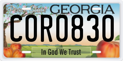 GA license plate COR0830