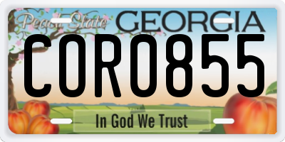 GA license plate COR0855