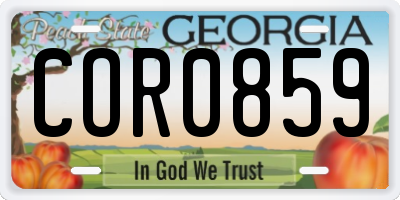 GA license plate COR0859