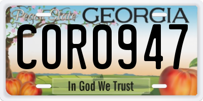 GA license plate COR0947