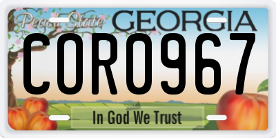 GA license plate COR0967