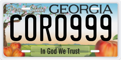 GA license plate COR0999