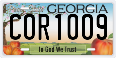 GA license plate COR1009