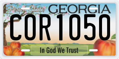 GA license plate COR1050