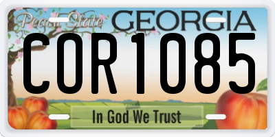 GA license plate COR1085