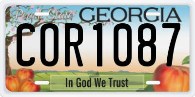 GA license plate COR1087