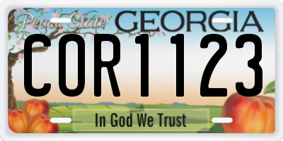 GA license plate COR1123