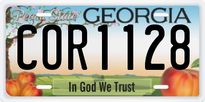 GA license plate COR1128